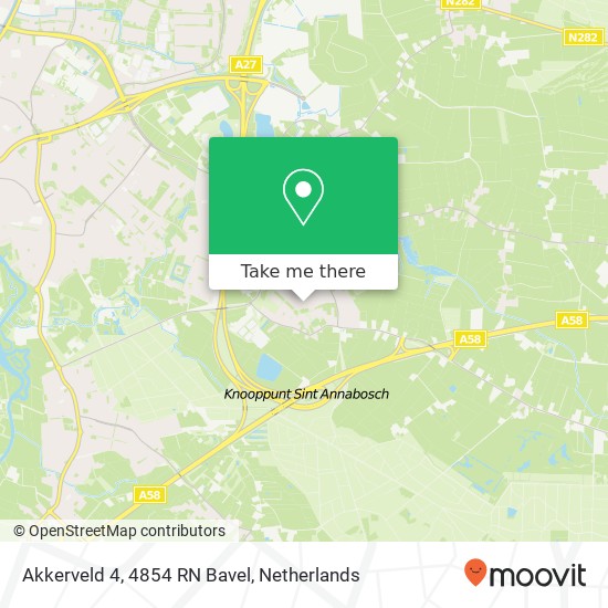 Akkerveld 4, 4854 RN Bavel kaart