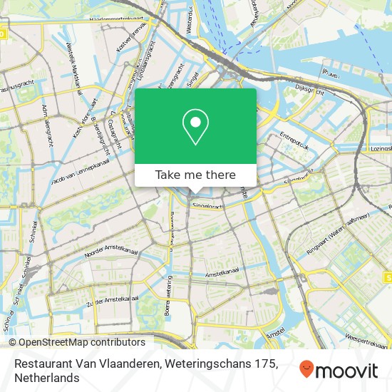 Restaurant Van Vlaanderen, Weteringschans 175 kaart