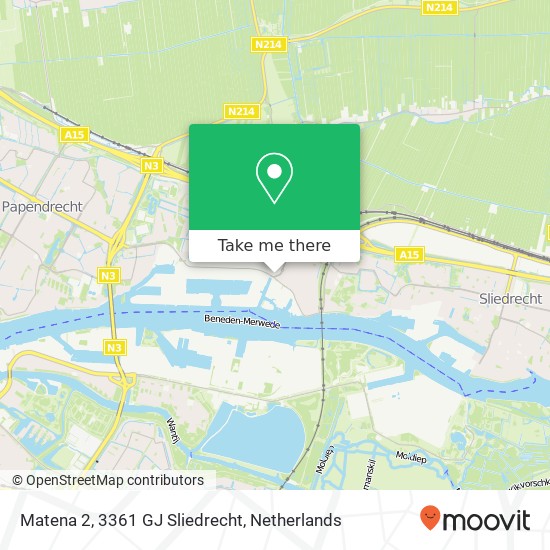 Matena 2, 3361 GJ Sliedrecht kaart
