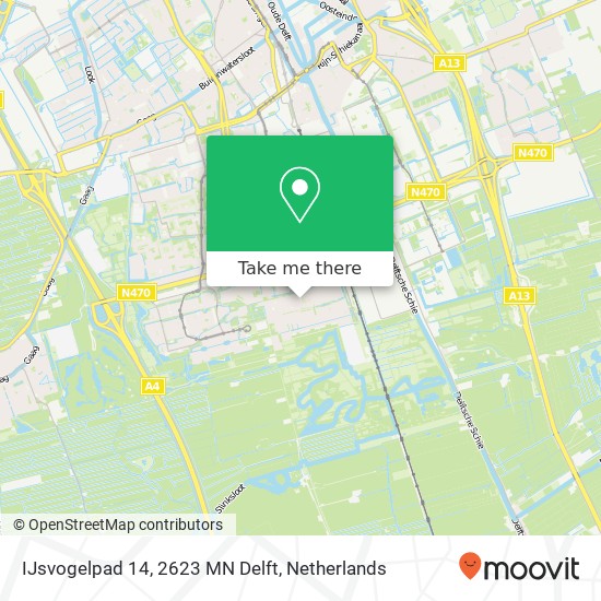 IJsvogelpad 14, 2623 MN Delft kaart