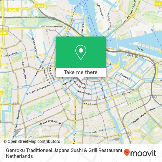 Genroku Traditioneel Japans Sushi & Grill Restaurant, Reguliersdwarsstraat 18 kaart