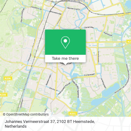 Johannes Vermeerstraat 37, 2102 BT Heemstede kaart