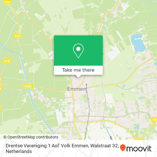 Drentse Vereniging 't Aol' Volk Emmen, Walstraat 32 kaart