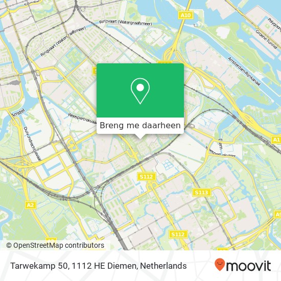 Tarwekamp 50, 1112 HE Diemen kaart