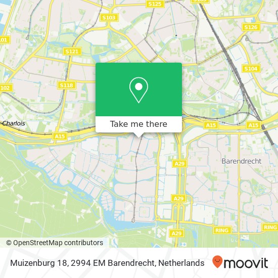 Muizenburg 18, 2994 EM Barendrecht kaart