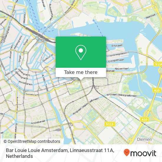 Bar Louie Louie Amsterdam, Linnaeusstraat 11A kaart