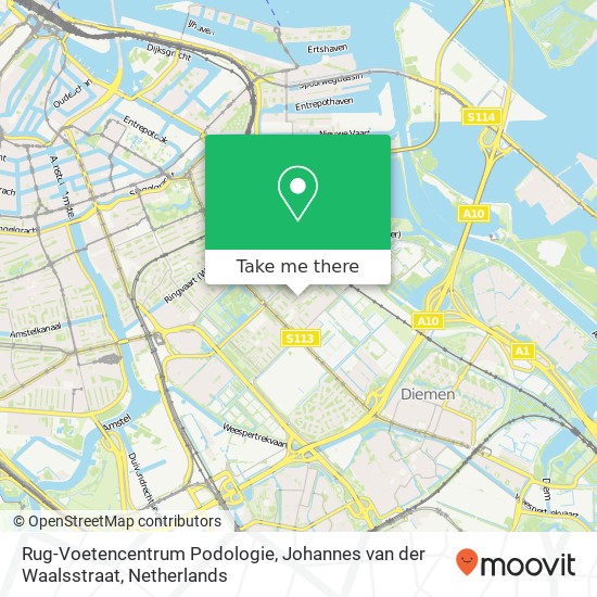 Rug-Voetencentrum Podologie, Johannes van der Waalsstraat kaart
