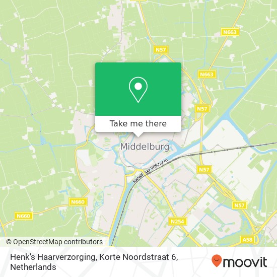 Henk's Haarverzorging, Korte Noordstraat 6 kaart
