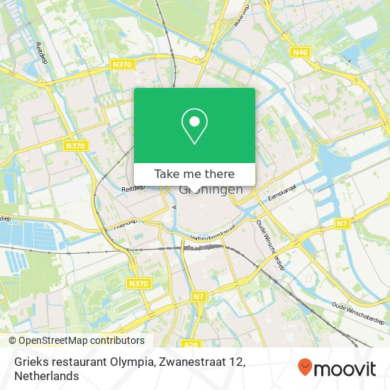 Grieks restaurant Olympia, Zwanestraat 12 kaart