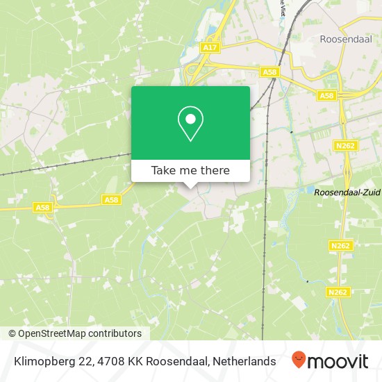 Klimopberg 22, 4708 KK Roosendaal kaart