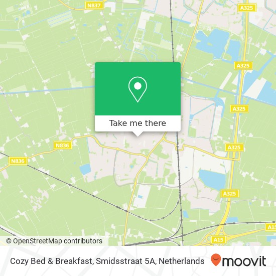 Cozy Bed & Breakfast, Smidsstraat 5A kaart