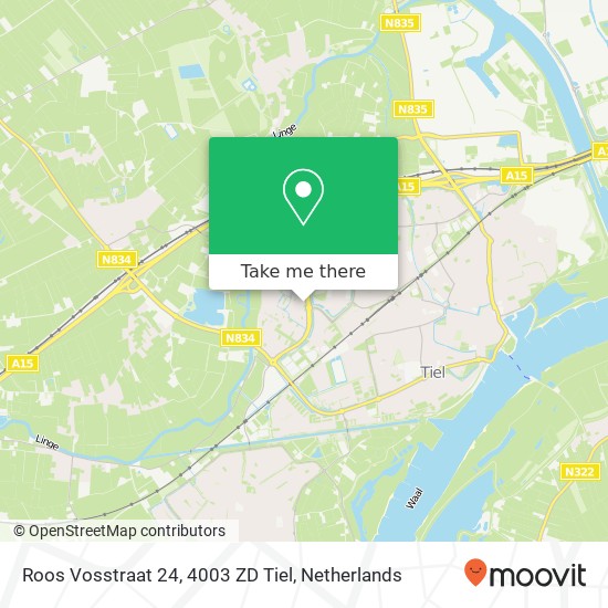 Roos Vosstraat 24, 4003 ZD Tiel kaart