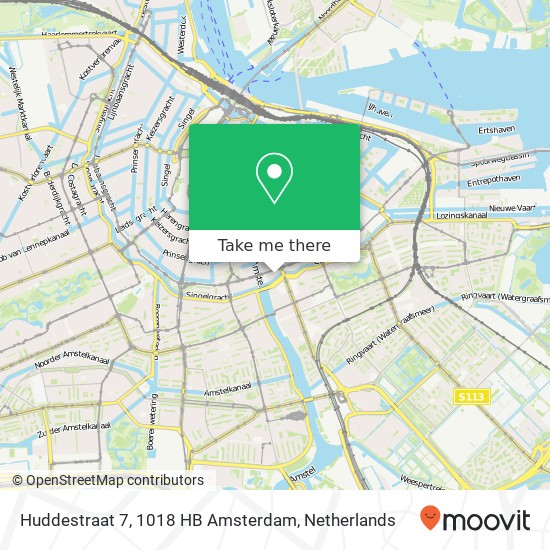 Huddestraat 7, 1018 HB Amsterdam kaart