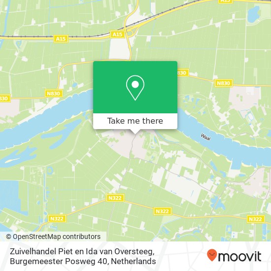 Zuivelhandel Piet en Ida van Oversteeg, Burgemeester Posweg 40 kaart