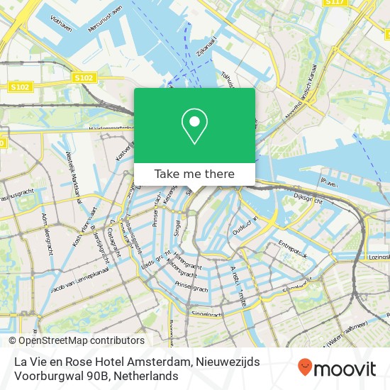 La Vie en Rose Hotel Amsterdam, Nieuwezijds Voorburgwal 90B kaart