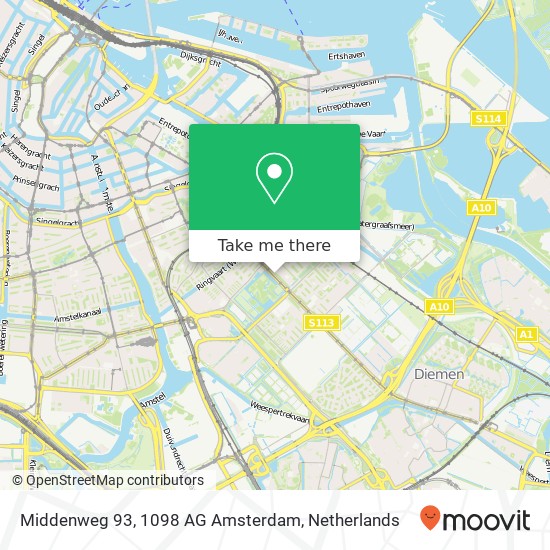 Middenweg 93, 1098 AG Amsterdam kaart