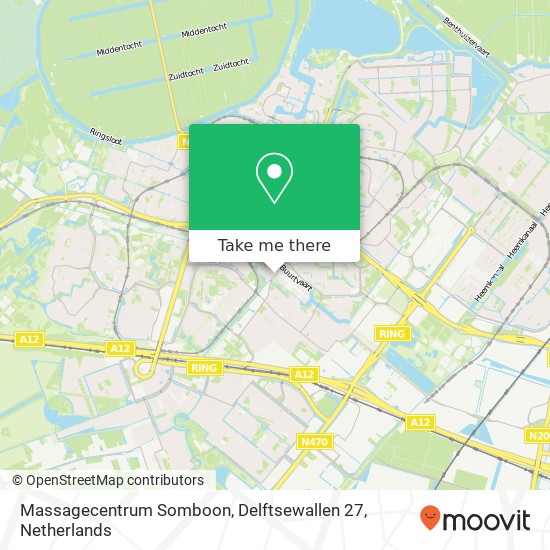 Massagecentrum Somboon, Delftsewallen 27 kaart