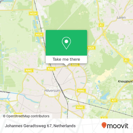 Johannes Geradtsweg 67, 1222 PN Hilversum kaart