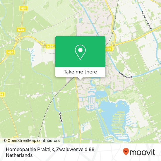 Homeopathie Praktijk, Zwaluwenveld 88 kaart