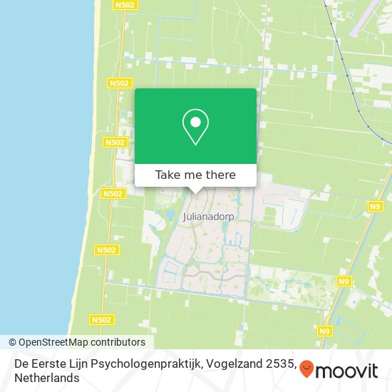 De Eerste Lijn Psychologenpraktijk, Vogelzand 2535 kaart