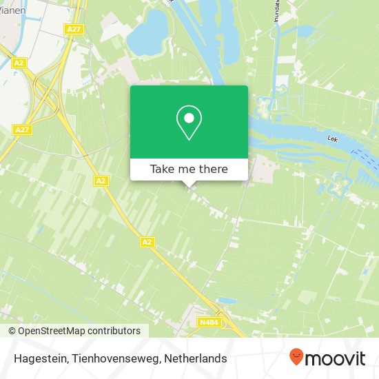 Hagestein, Tienhovenseweg kaart