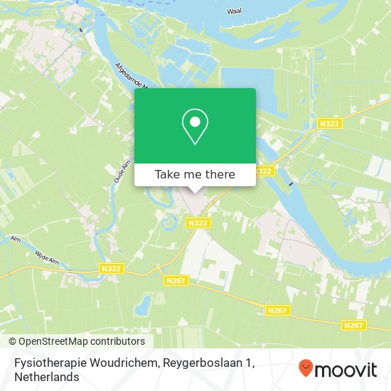 Fysiotherapie Woudrichem, Reygerboslaan 1 kaart