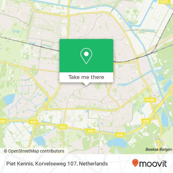 Piet Kennis, Korvelseweg 107 kaart