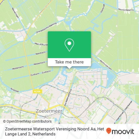 Zoetermeerse Watersport Vereniging Noord Aa, Het Lange Land 2 kaart