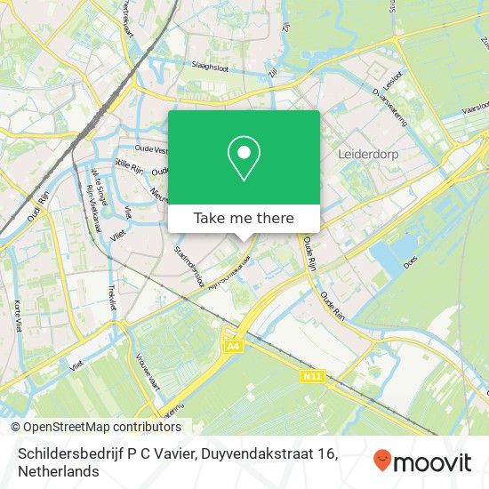 Schildersbedrijf P C Vavier, Duyvendakstraat 16 kaart