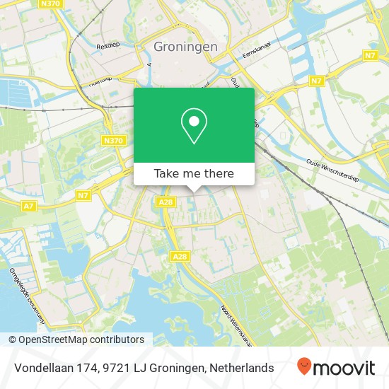 Vondellaan 174, 9721 LJ Groningen kaart