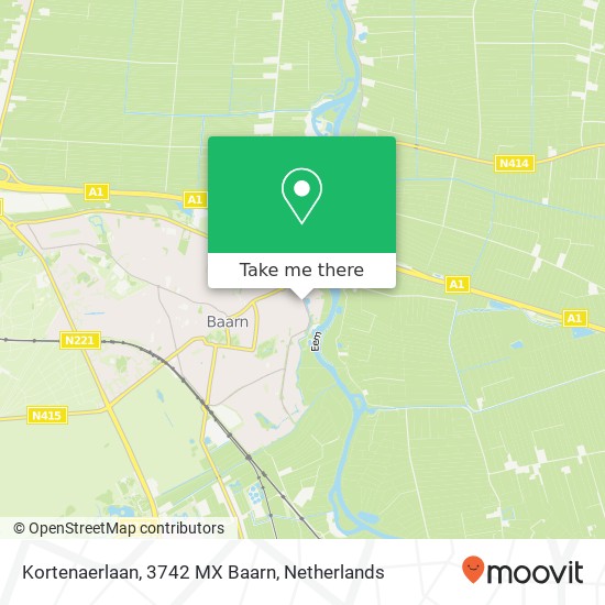 Kortenaerlaan, 3742 MX Baarn kaart