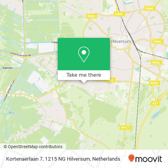 Kortenaerlaan 7, 1215 NG Hilversum kaart