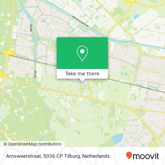 Amsweerstraat, 5036 CP Tilburg kaart