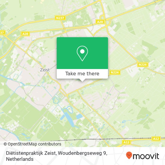 Diëtistenpraktijk Zeist, Woudenbergseweg 9 kaart