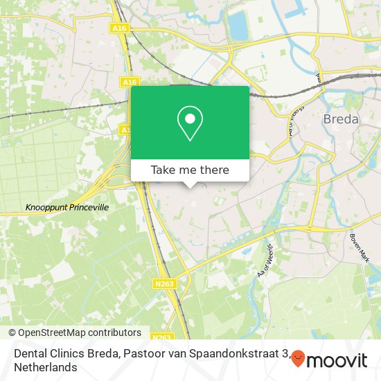 Dental Clinics Breda, Pastoor van Spaandonkstraat 3 kaart