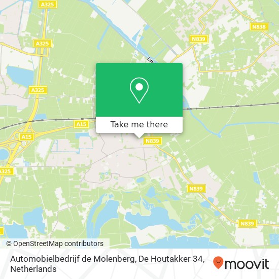 Automobielbedrijf de Molenberg, De Houtakker 34 kaart