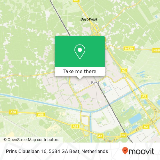 Prins Clauslaan 16, 5684 GA Best kaart