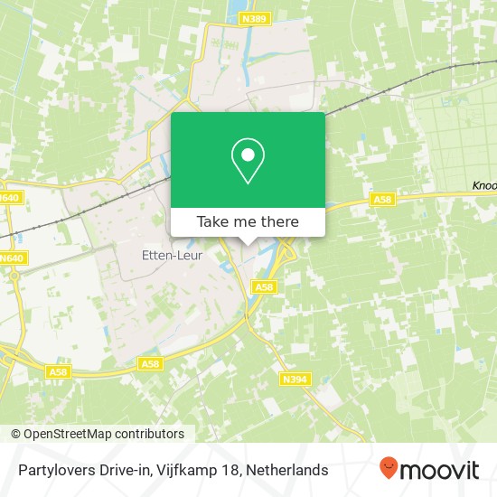 Partylovers Drive-in, Vijfkamp 18 kaart