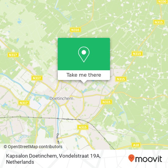 Kapsalon Doetinchem, Vondelstraat 19A kaart