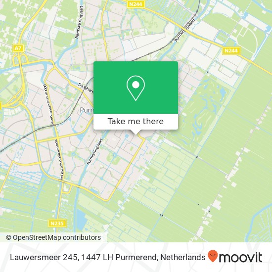 Lauwersmeer 245, 1447 LH Purmerend kaart