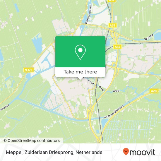 Meppel, Zuiderlaan Driesprong kaart