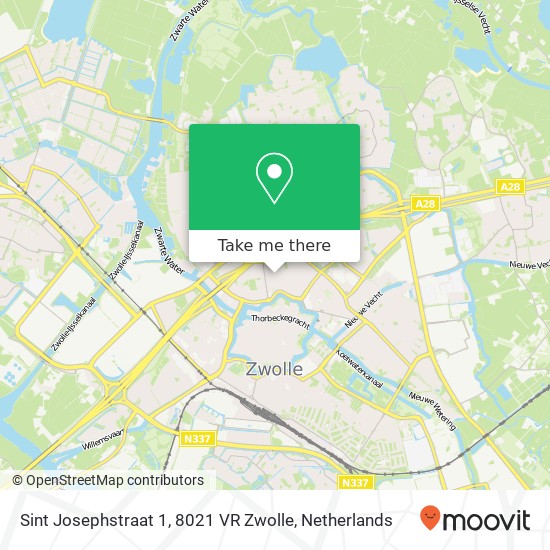 Sint Josephstraat 1, 8021 VR Zwolle kaart
