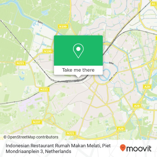 Indonesian Restaurant Rumah Makan Melati, Piet Mondriaanplein 3 kaart