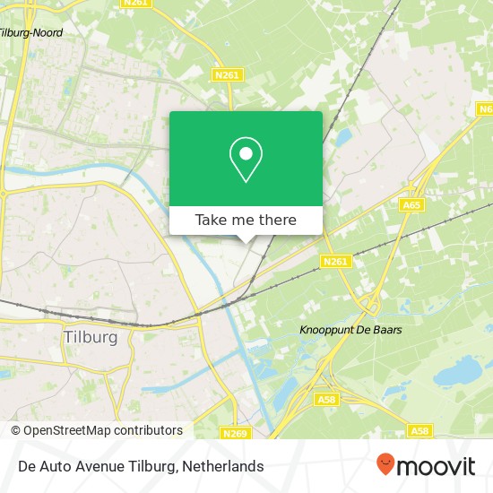 De Auto Avenue Tilburg kaart