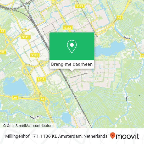 Millingenhof 171, 1106 KL Amsterdam kaart