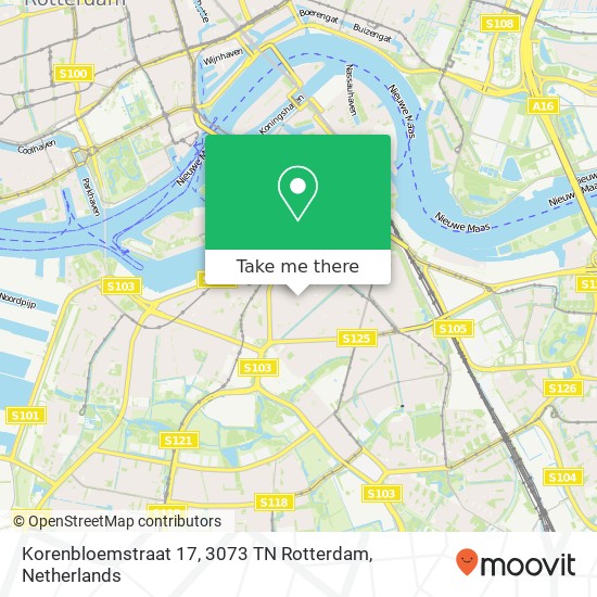 Korenbloemstraat 17, 3073 TN Rotterdam kaart