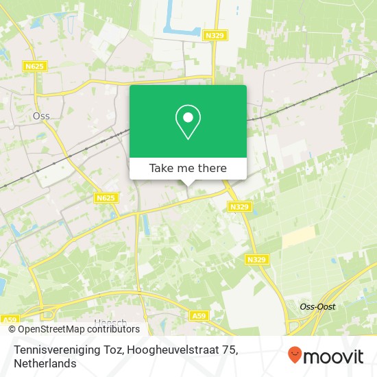 Tennisvereniging Toz, Hoogheuvelstraat 75 kaart