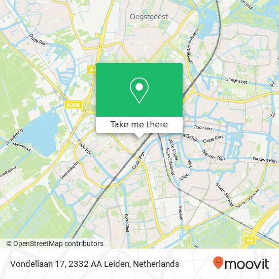 Vondellaan 17, 2332 AA Leiden kaart