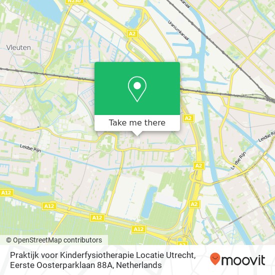 Praktijk voor Kinderfysiotherapie Locatie Utrecht, Eerste Oosterparklaan 88A kaart