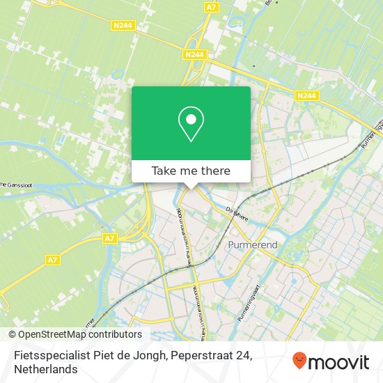 Fietsspecialist Piet de Jongh, Peperstraat 24 kaart